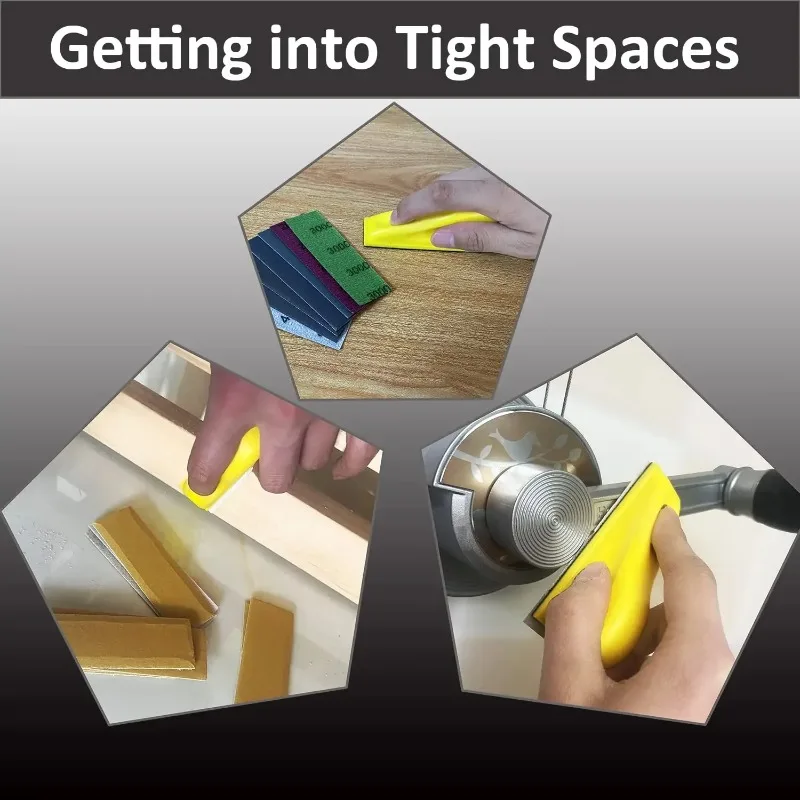 طقم ورق صنفرة صغير 3.5 بوصة × 1 بوصة مع كتلة صنفرة بخطاف وحلقة 71 قطعة متنوعة 400/600/800/1000/1500/2000/3000 فريك للتلميع