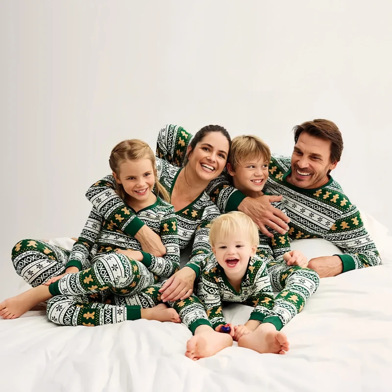 Gingerbread Man Vintage Print Christmas Pajamas Family Set 2025 New Year Men Women Kids Baby Gog Clothes Xmas Home Loungewear - view 2