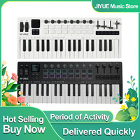 M-VAVE SMK-37 PRO 37-Key MIDI Controller with 16 RGB Pads & 8 Knobs Built-in Synthesizer Portable Keyboard Digital Audio Parts