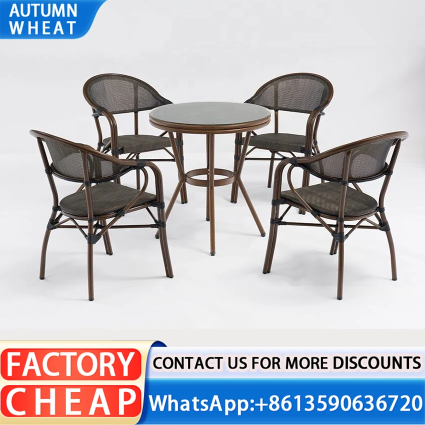 Different Kind Outdoor Furniture Garden Rope Weave PE Rattan Dining Chair with Metal Legs Cushion Cafe Patio Outdoor Rattan Chai