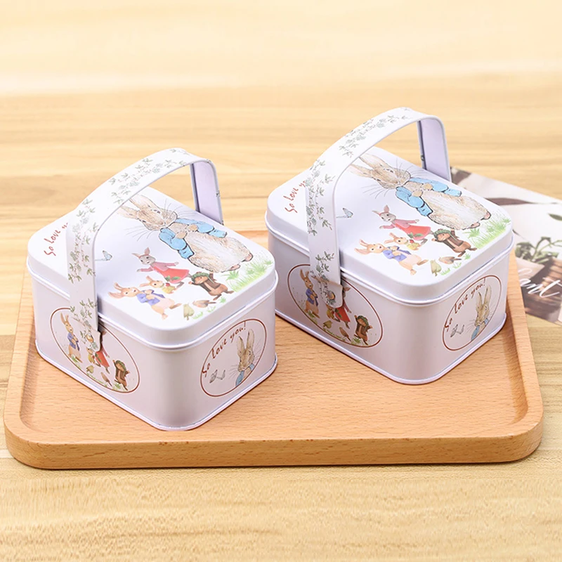 White Rabbit Toffee Tin Can Small Suitcase Storage Can Tin Metal Candy Box Gift