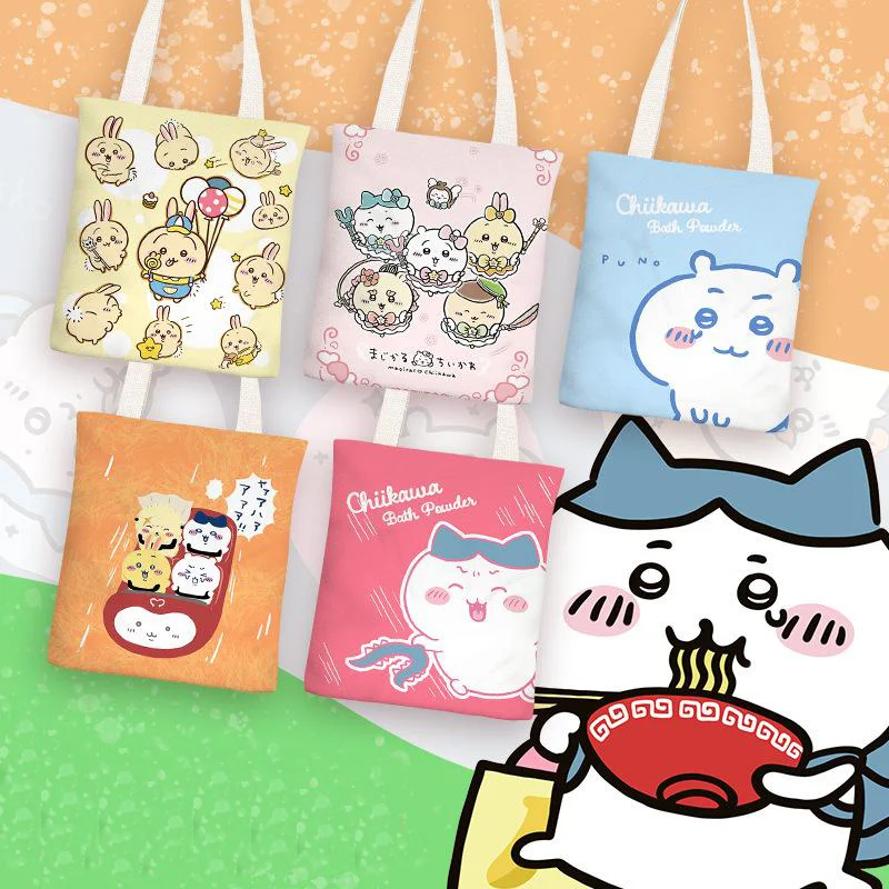 

Kawaii Chiikawa Hachiware Shoulder Bag Usagi High Beauty Girl Canvas Bag Cartoon Simple Storage Bag Birthday and Holiday Gifts