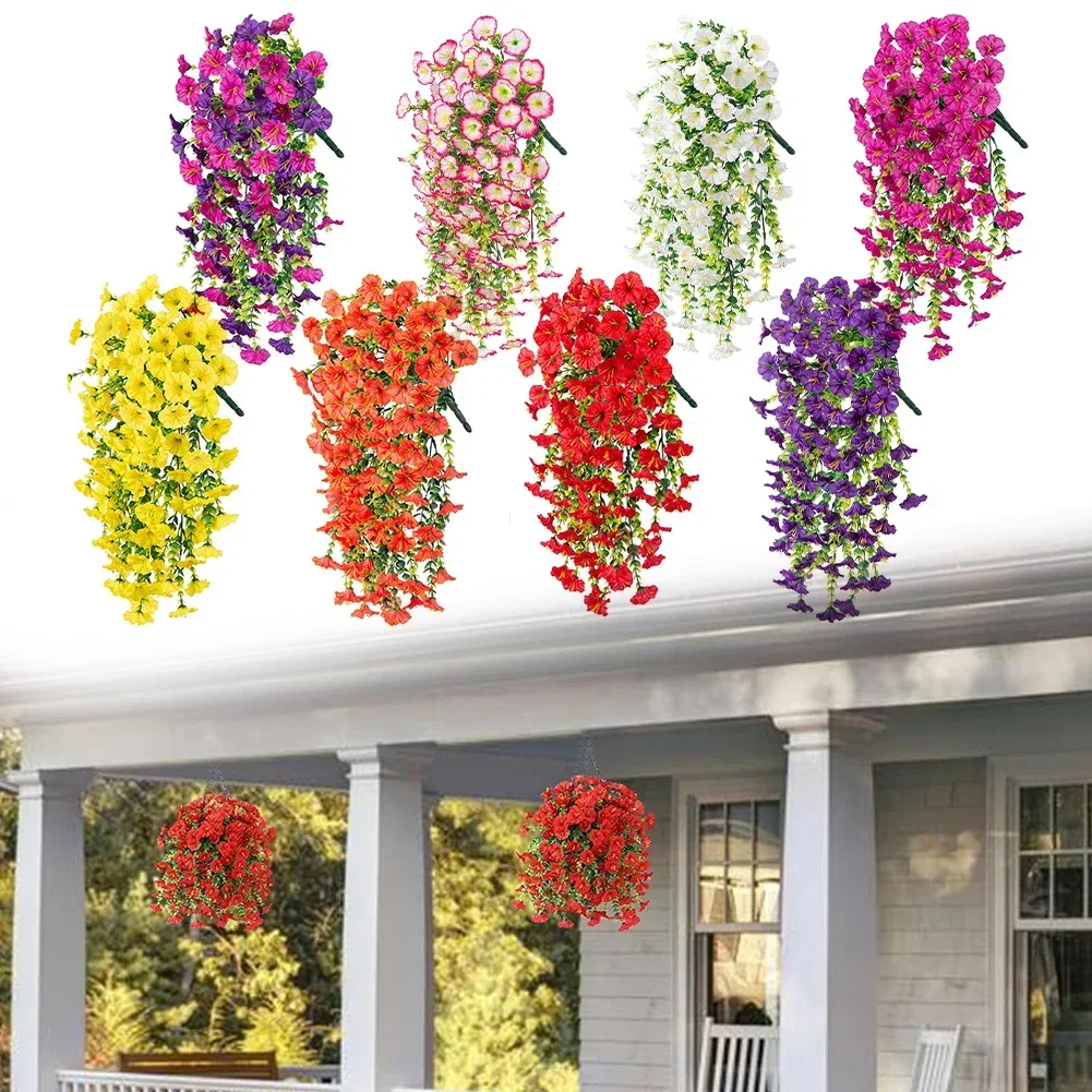 75cm Artificial Plants Wall Hanging Fake Morning Glory Hanging Flowers Garden Decorations Wall Hanging Plants Home Decor