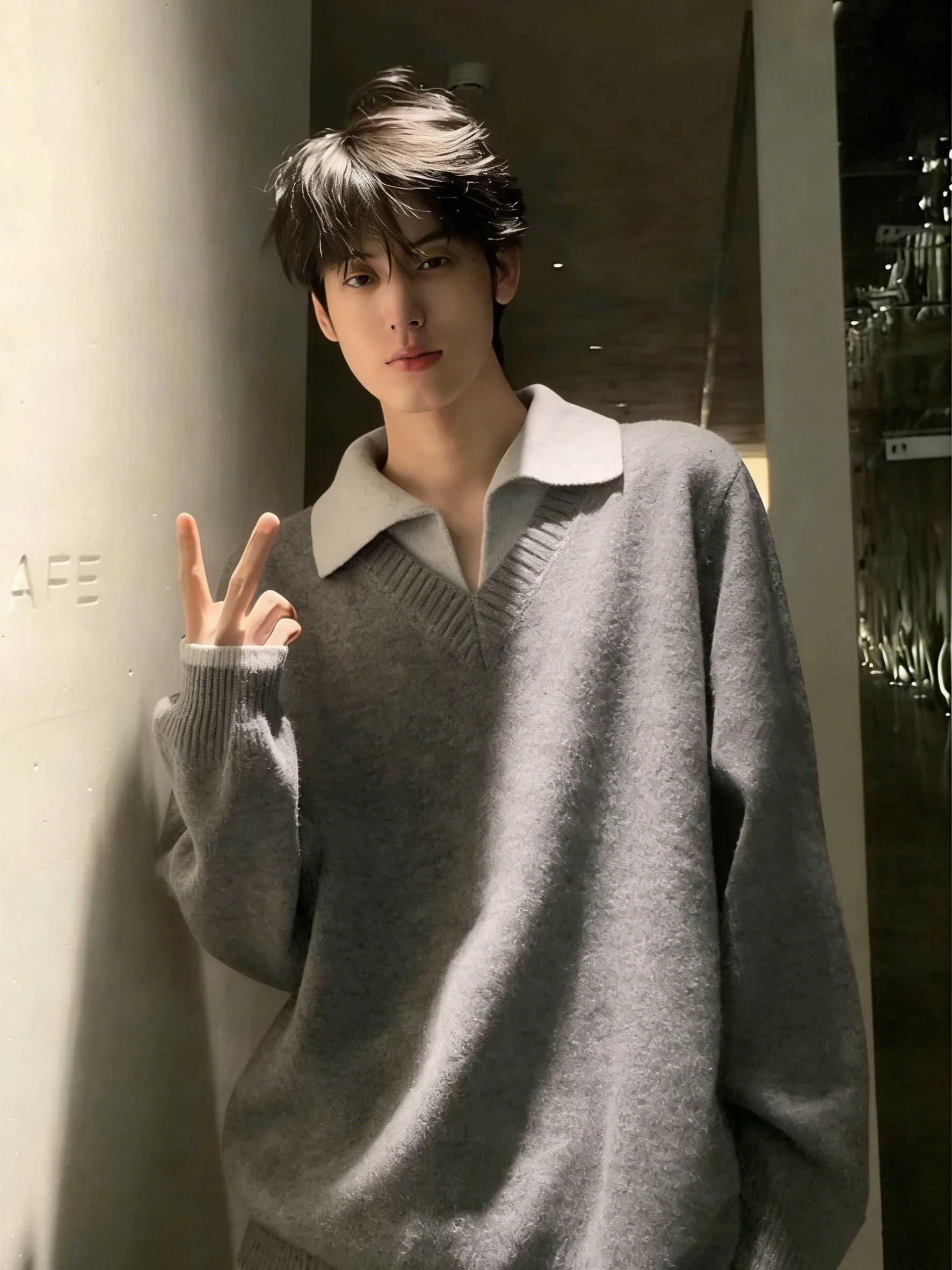 

Мужской вязаный свитер в американском ретро-стиле с воротником, теплый зимний, имитация двухслойности, свободный крой, мягкий, с длинными рукавами