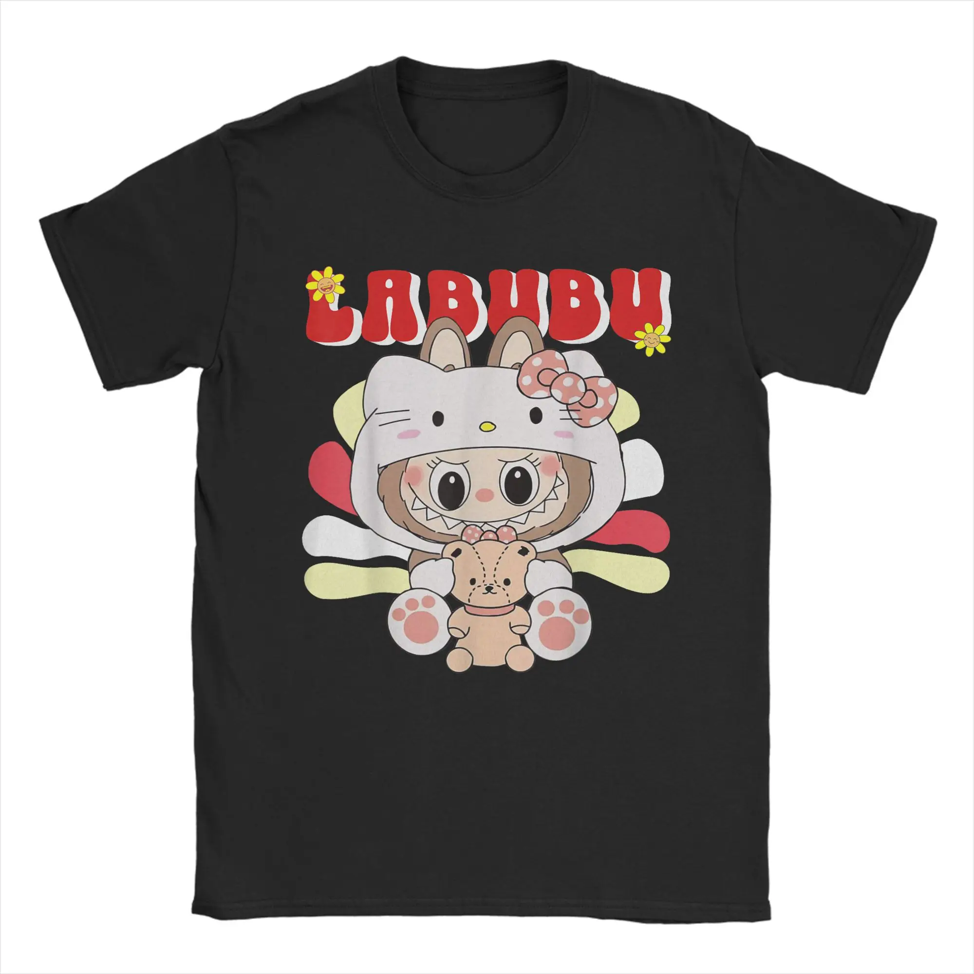 

Милые забавные футболки L-Labubus The Monsters, мужские футболки из чистого хлопка для отдыха, футболки с круглым вырезом, футболки с короткими рукавами, летние товары