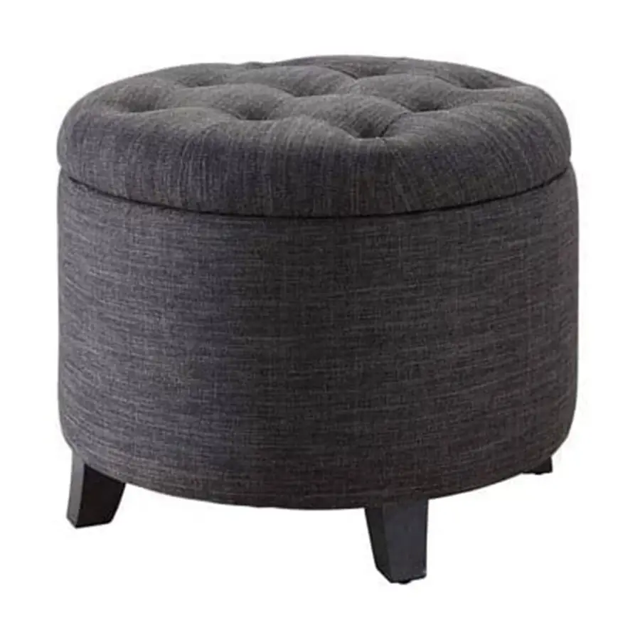 

Designs4Comfort Round Storage Ottoman 19.75 Versatile Contemporary Foot Stool for Living Room, Office, Den, Gray Fabric
