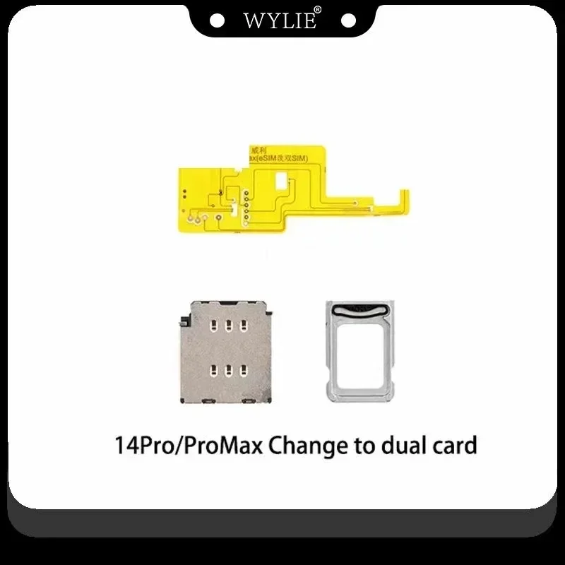 Wylie ESim แปลงเป็น SIM Dual Card Flex Cable สําหรับโทรศัพท์มือถือ 14 15 16 Pro Max Esim ไปยังซิมการ์ดสล็อตถาดเปลี่ยน