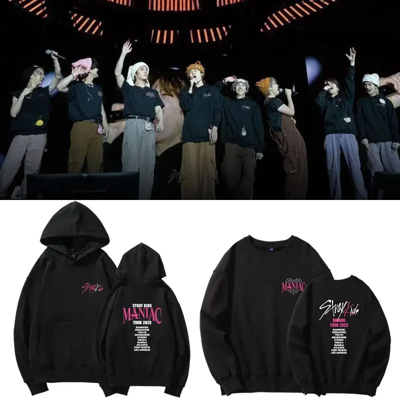 Straykids2023 Second Concert Sweatshirt Maniac Same As Fleece-lined Thin Pullover Top Hip Hop Style Thin Thickness