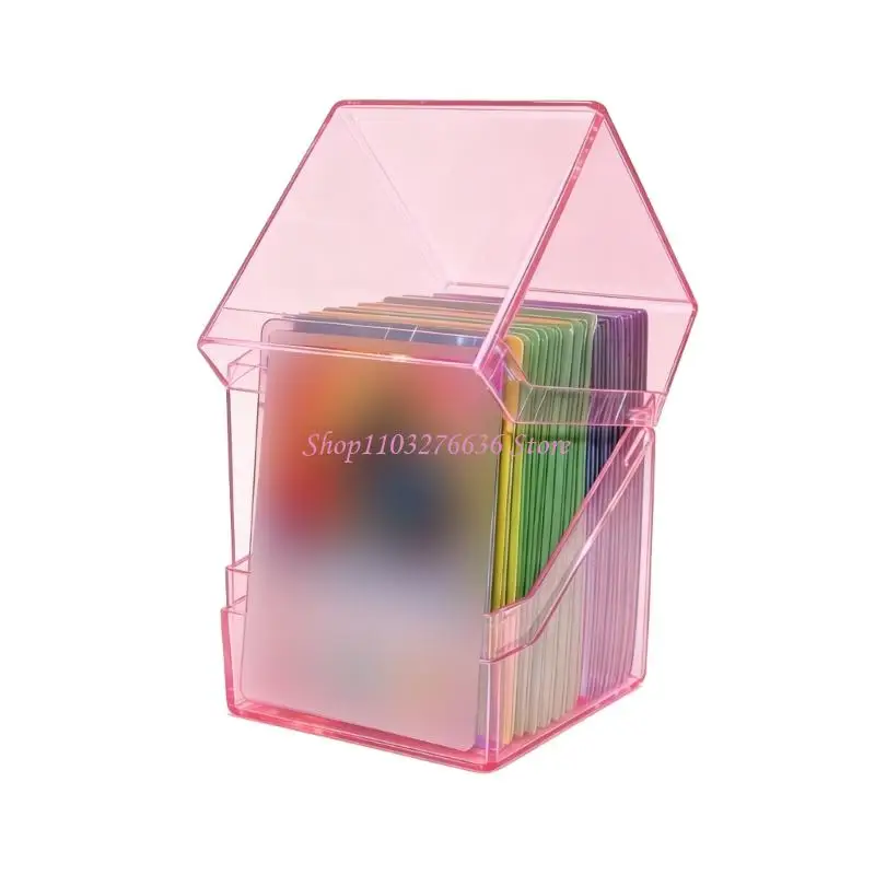 

R6FD Transparent Card Holder Box 100 Card Capacity Card Container Box Dustproof Case