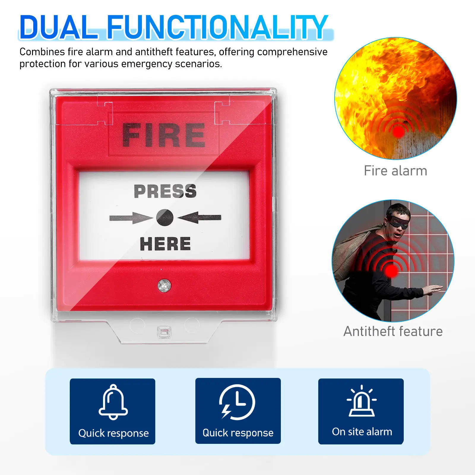 Emergency Alarm Button Fire Emergency Exit Release Button Broken Glass for Electrical Or Access Control System Reliable