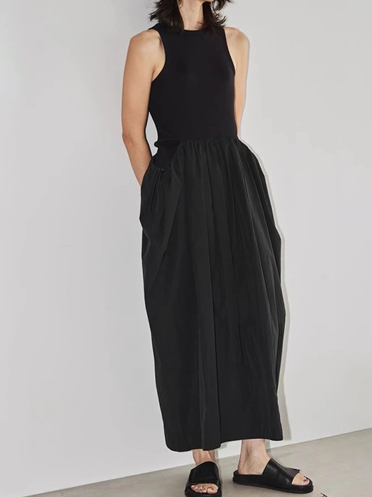 اليومية المرأة سليم صالح Svel سترة الدكتور عالية الخصر المرقعة تنورة طويلة ألف خط مزيج القطن الصيف وصول جديد