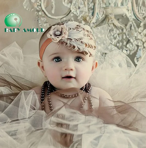 Girls Pink Feather Headband with Bow Hairband Baby Decorative Hair Ribbon for Christmas Halloween Girls' Fashion Accessory view 3