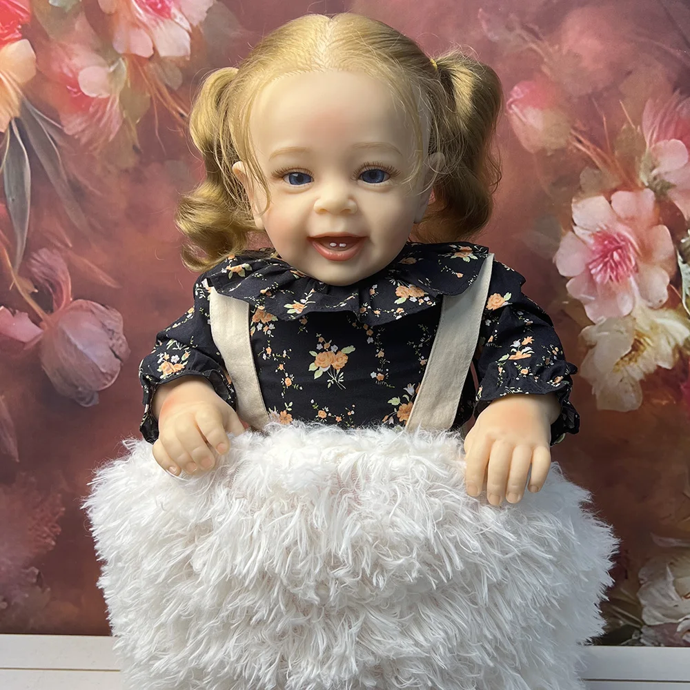 

58Cm 23Inches Reborn Baby Dolls Handmade Newborn Toddle Lifelike Silicone Bebe Doll Root Hair Christmas Girls Gift Cloth Body