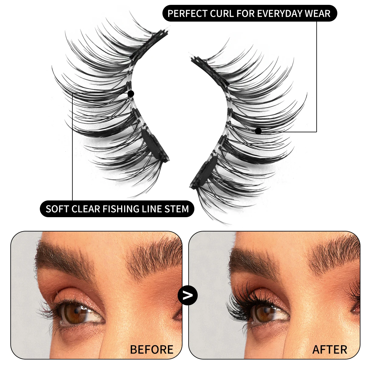 MAGEFY Magnetic Eyelashes with Mirror Applicator Glue Free Reusable Magnetic Lashes Natural Anime Cat Eye Magnetic Lashes Tools