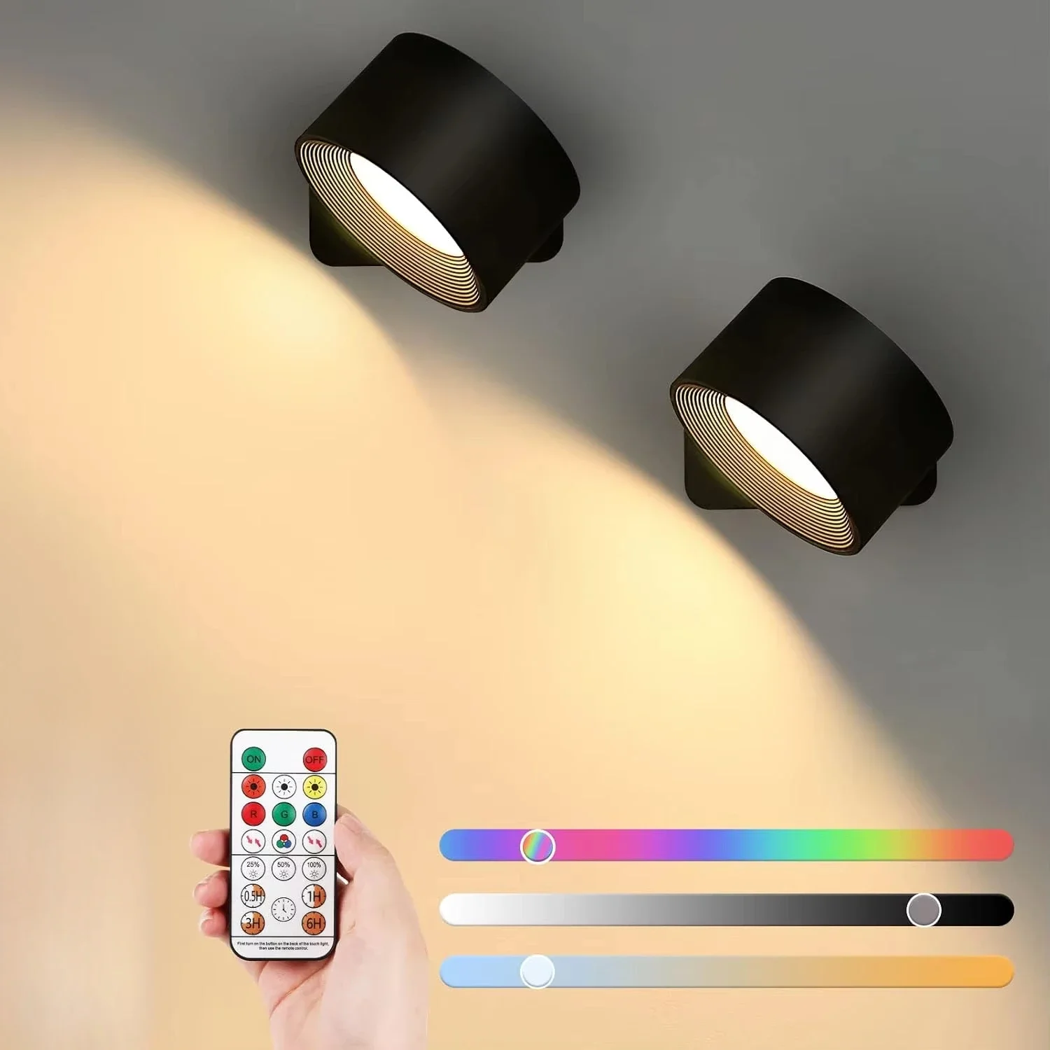 Portable Rechargeable LED Dimmable Wall Mounted Lamp With Remote Control ,Magnetic Bedroom Ambient Light For Reading Bedside