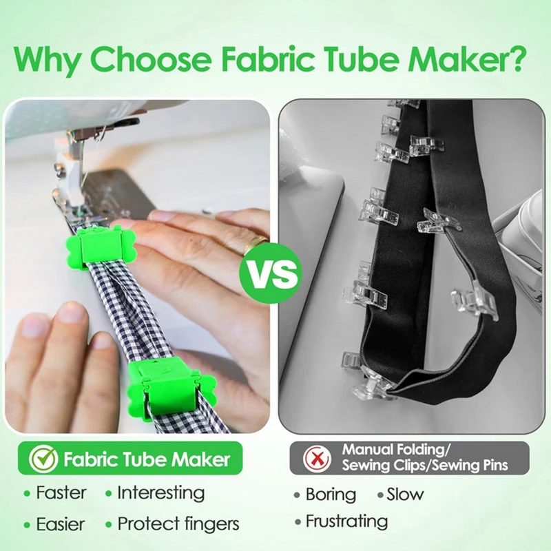 2 Set Fabric Tube Maker For Fabric Roll Rugs Bias Tape Maker Suitable For Fabric DIY, Making Fabric Roll Rugs Easier
