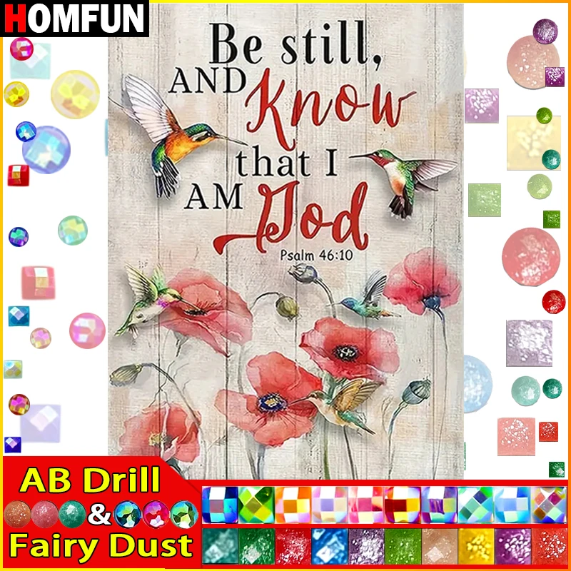 

HOMFUN Фея Пыль AB DIY 5D алмазная живопись "Пейзаж цветок птица текст" полная алмазная вышивка распродажа картина для праздничных подарков