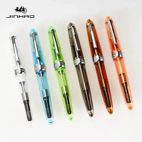 2020 New Arrival Cute Transparent Color Fountain Pen with 0.5mm F Nib Resin Ink Pens for Writing School Supplies stationery