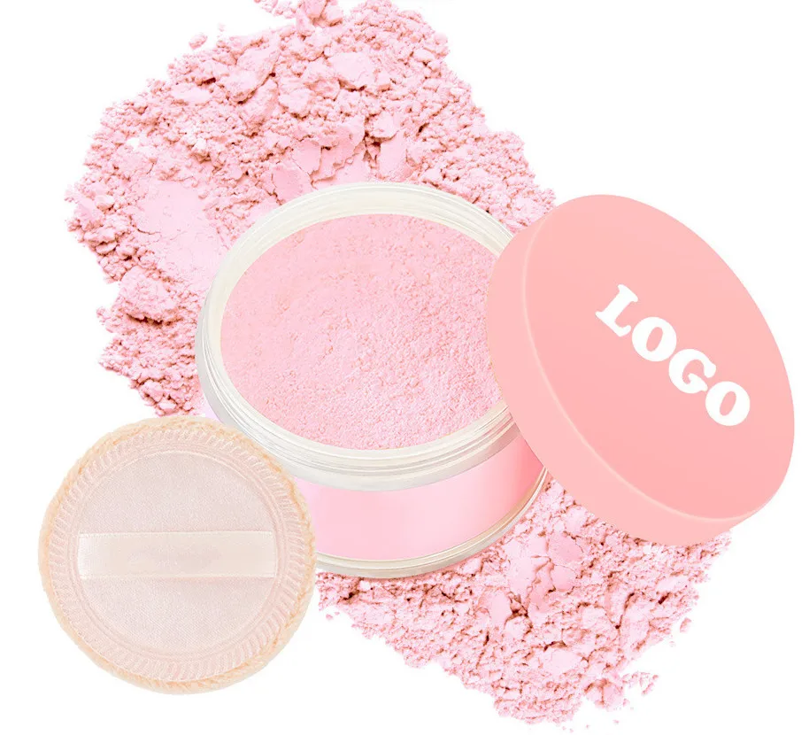 Pink Oil-control Loose Powder Private Label Waterproof Long-lasting Full Coverage Face Compact Setting Powder Makeup Cosmetics