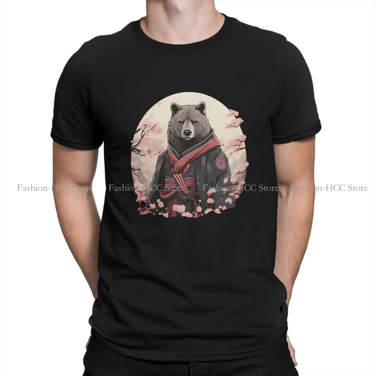 

Bear Portrait O Neck TShirt Japanese Samurai Warrior Bushido Classic Polyester T Shirt Man's Clothes Individuality