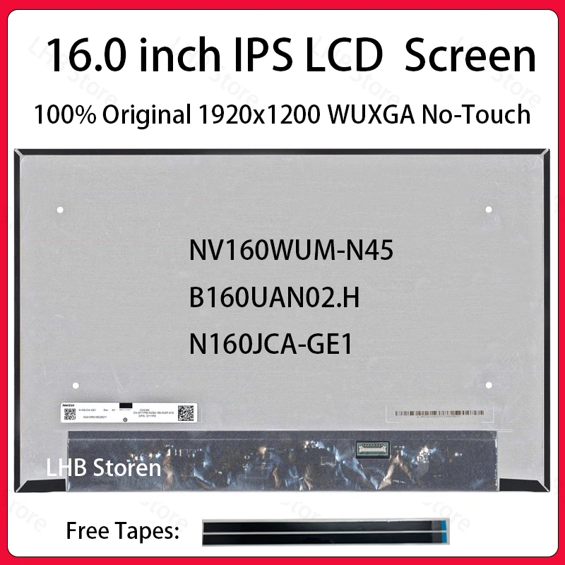 

16-дюймовый ЖК-экран для ноутбука NV160WUM N45 NV160WUM-N45 B160UAN02.H N160JCA-GE1, матричная панель дисплея, замена, 1920x1200, eDP, 30 контактов
