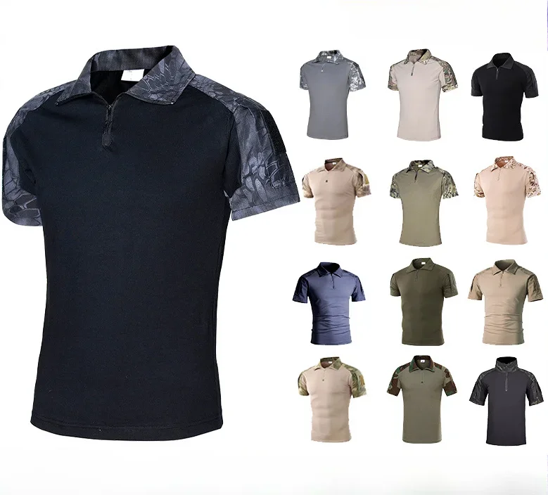 Uniforme de combate americano de manga corta para hombre, camiseta táctica transpirable, uniforme de policía Multicam, ropa militar