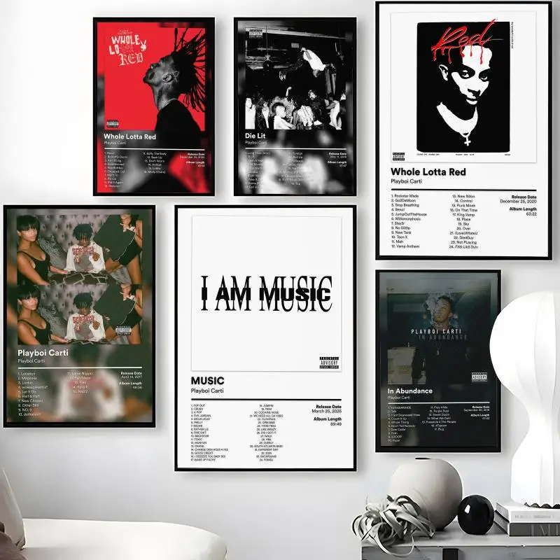 P-Playboi C-Carti Poster Waterproof Self-Stick Wall Art Stic