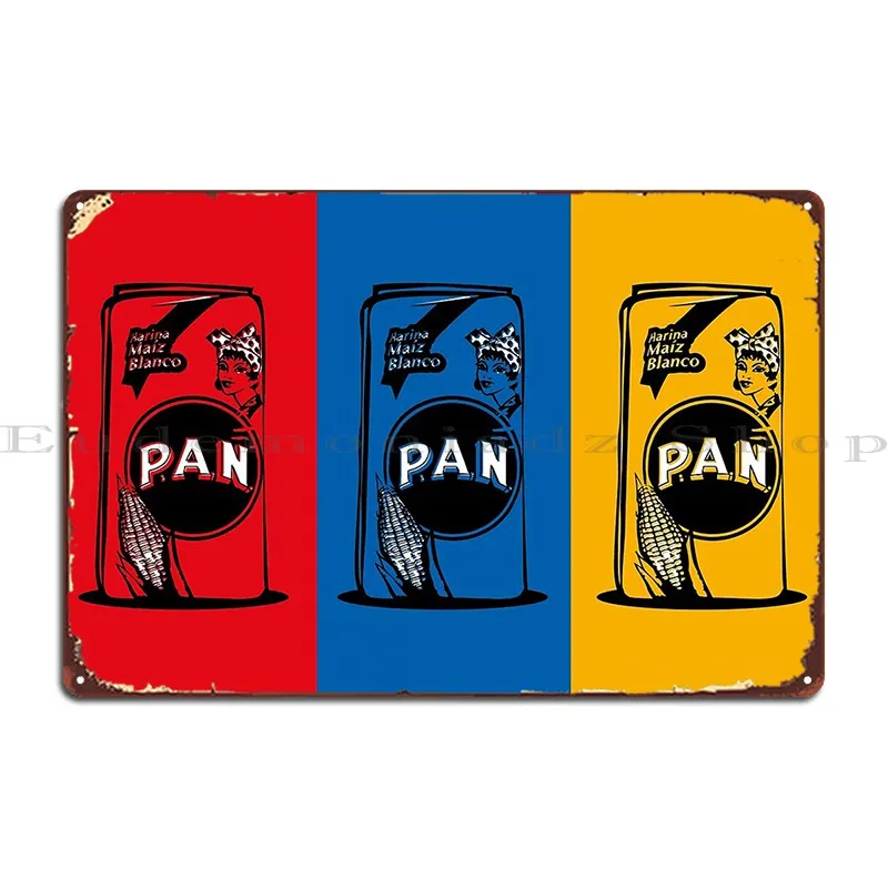 Cartel de hojalata de diseño de hierro para Decoración de cocina, carteles de Metal, Harina Pan Pop Art