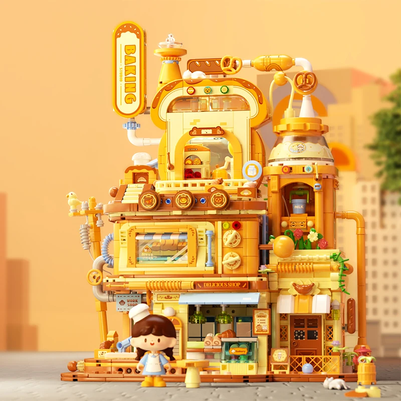 Weekit ZZoton เบเกอรี่ Workshop Building Blocks City Street ฉากเบเกอรี่ DIY ขนม House เพื่อนห้องครัวอิฐของเล่นของขวัญ