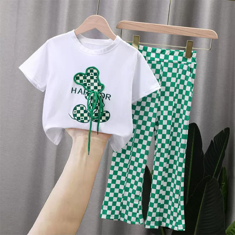 Girls Clothing Sets Summer New Kids Fashion Short Sleeve Suits Print T-Shirts+Pants 2Pcs Children Sweet Outfits 2-10 Years
