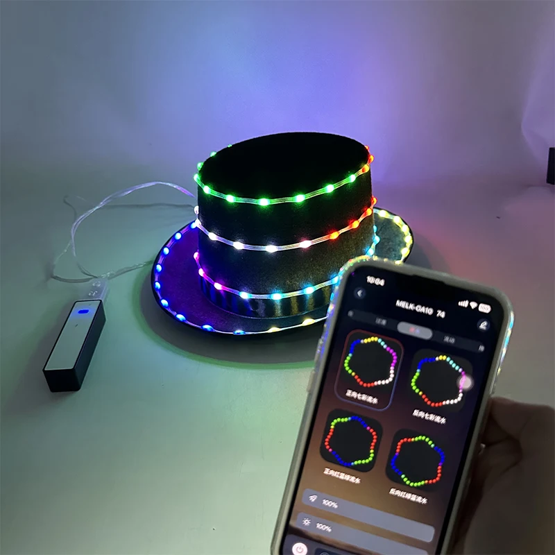 Creative Light up LED Hat Luminous LED Hat Men MJ Dance Cosplay Glow Cap Masquerade Stage Performance Accessories