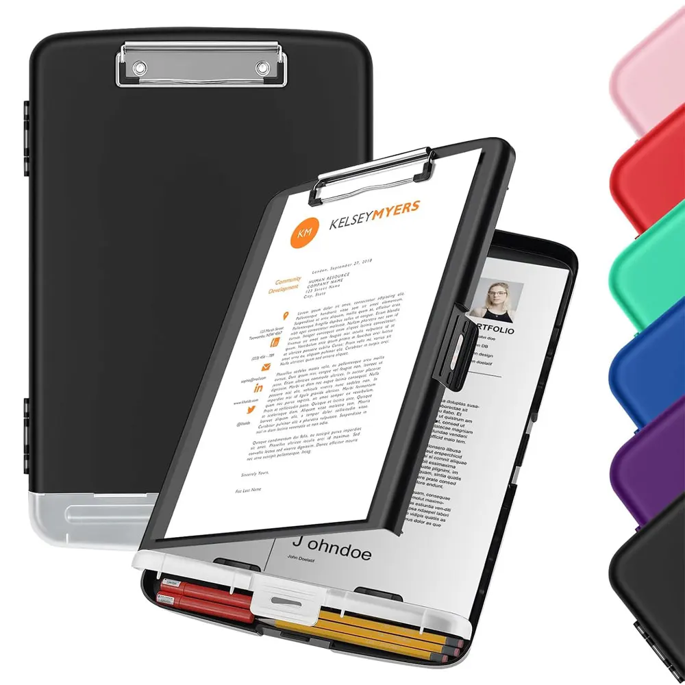 

Writing tablet with storage function, large capacity writing tablet folder with pen holder, office supplies.