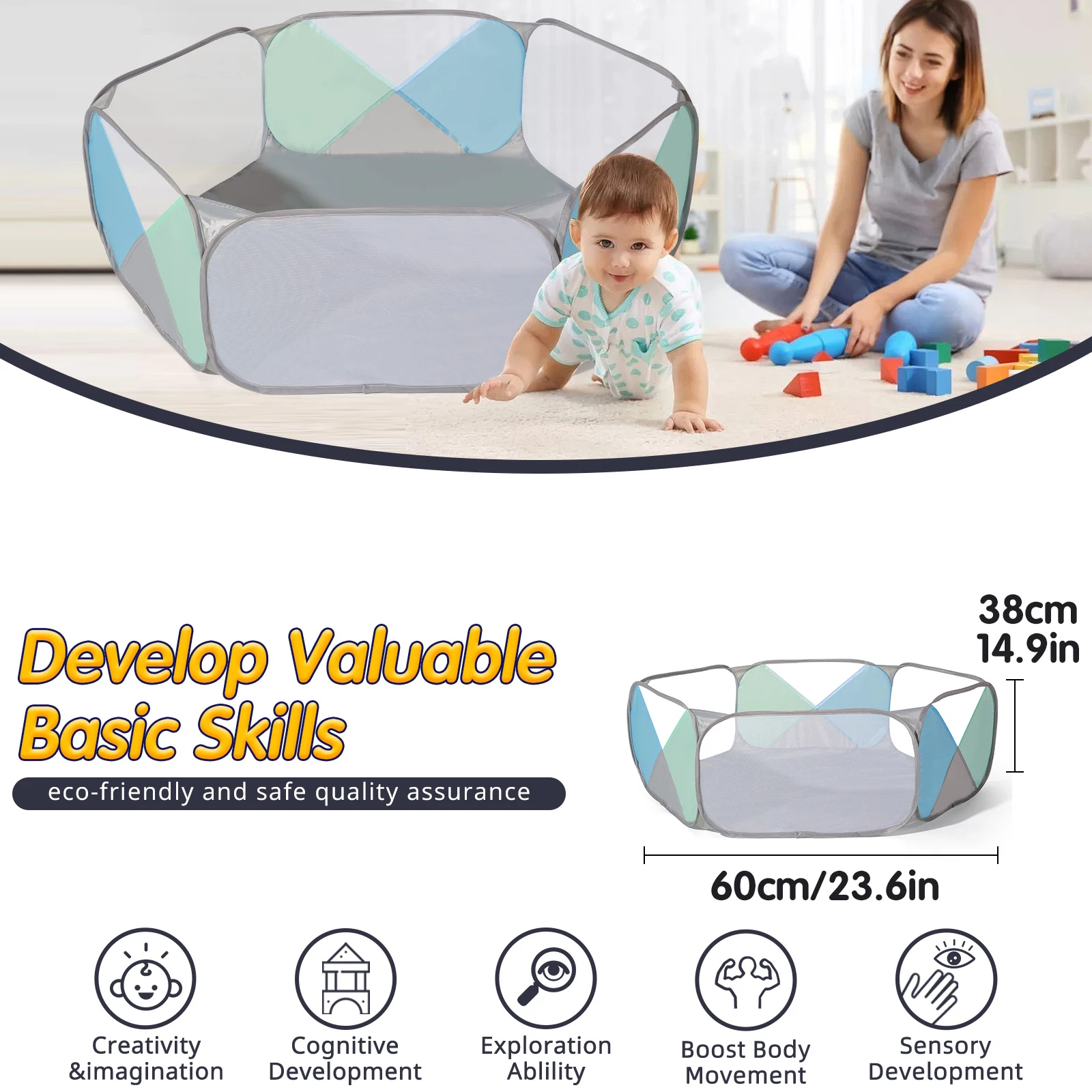 1pc Multi-colour Available Child Ball Pit Ball Pool with Pattern Portable Kids Ocean Pool Toys（Balls not included）