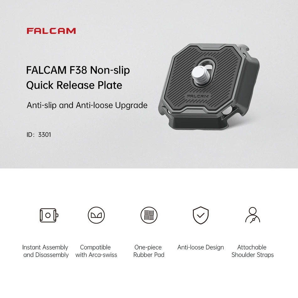 FALCAM F38 Piastra antiscivolo a sgancio rapido Design anti-allentamento Compatibile con la base di specifiche Arca per la fotografia fotografica 3301