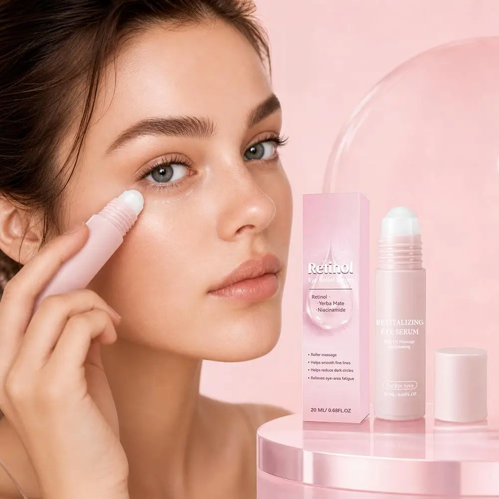 Retinol Revitalizing Roll‑On Lift Firming Eye Serum,Niacinamide&Yerba Mate Eye Massage Serum, Refreshing Eye‑Area Skin Care 20ml