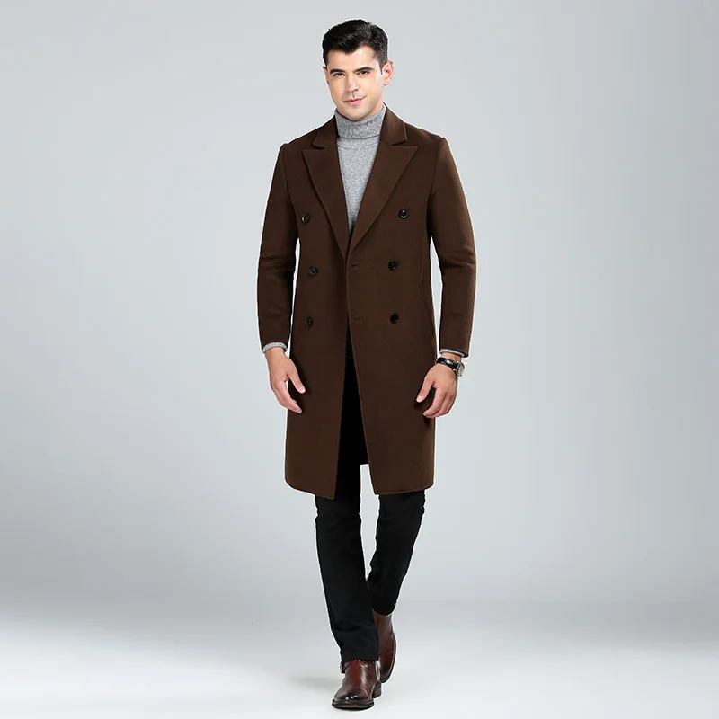 New Arrival Men's Coats Fashion Blazer Outfit Double Faced Long Wool Trench Coat