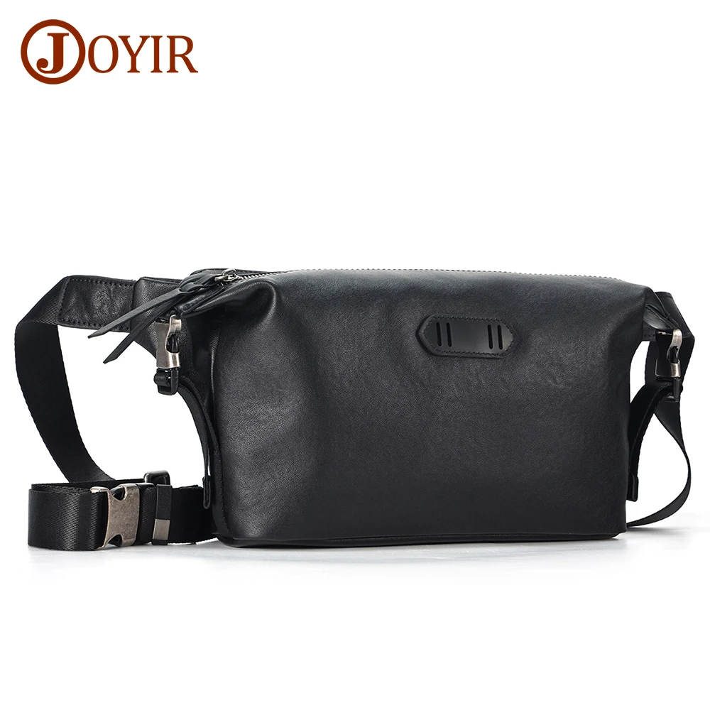 

JOYIR Male Genuine Leather Casual Travel Sling Bag for 7.9" iPad Chest Pack Trendy Shoulder Crossbody Bags Satchel Bag