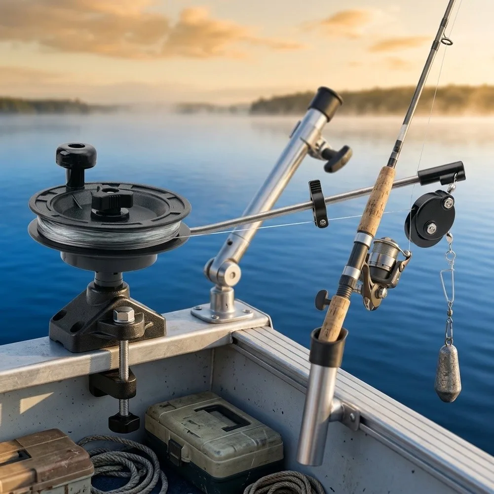 For Boat Fishing Manual Downrigger Saltwater Rust Proof Fishing Gear Adjustable Drag Brake Saltwater Rust Proof