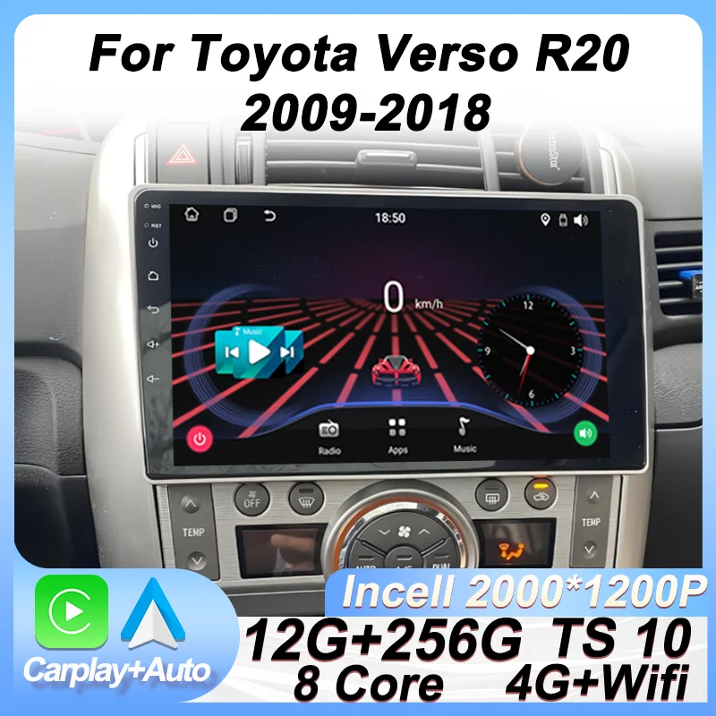 

Carplay Stereo Car Radio Multimedia Video Player Car Screen For Toyota Verso R20 2009 - 2018 8 Core Android Autoradio GPS BT