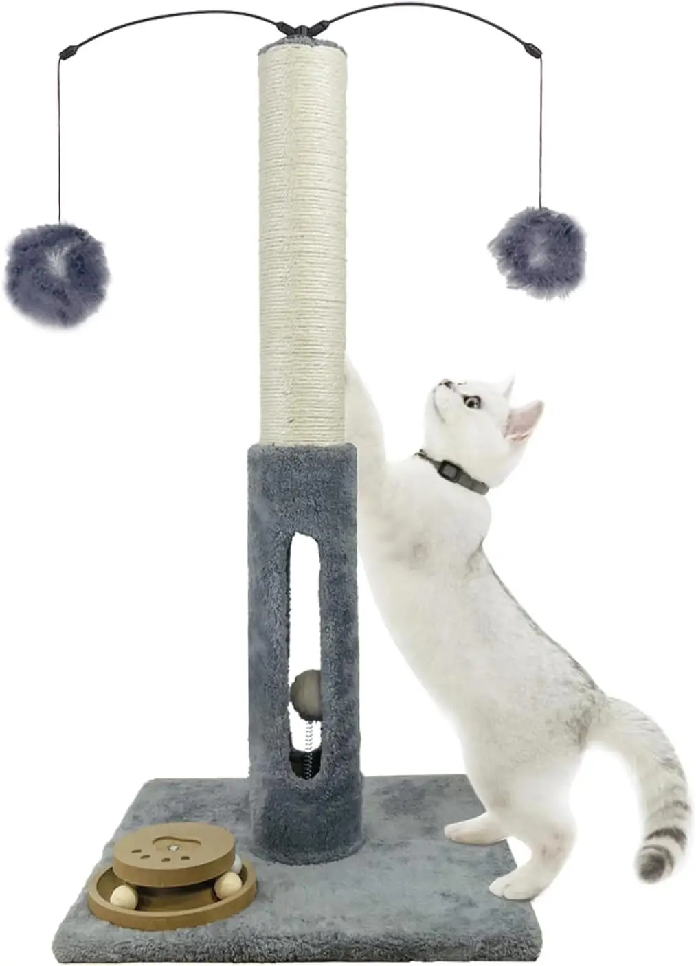 

31" Cat Scratching Post Kitten Toys for Indoor Cats Interactive Scratcher with Tracking Ball, Sisal Scratch Rope for Lar