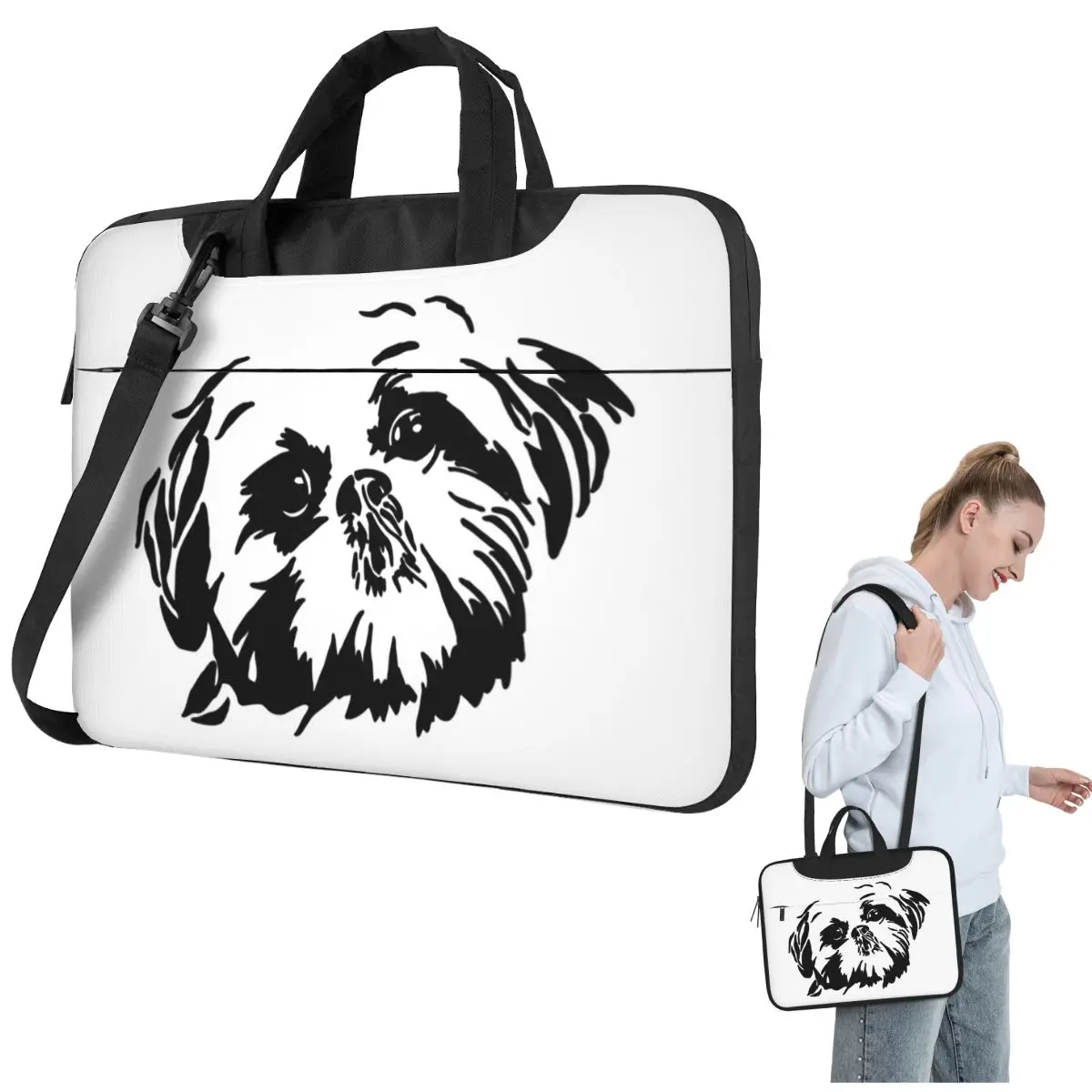 

Сумка для ноутбука Shih Tzu Dog, защитный чехол, сумка для компьютера 13, 14, 15,6 дюймов, сумка через плечо для ноутбука Macbook Pro Air