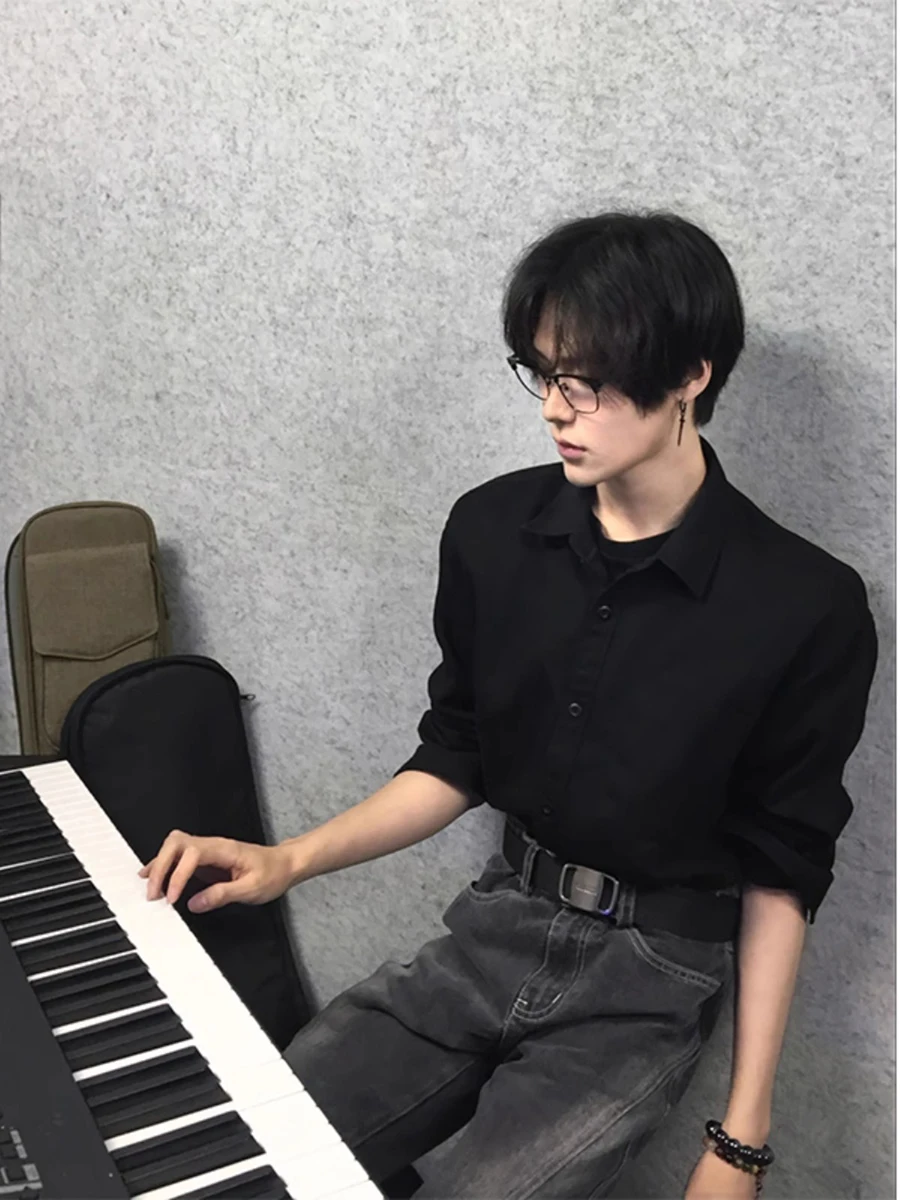 

Cleanfit Bla Long Sve irt Men's Sle Briti Ele Wastrel Suit irt Durable Youth Trend Loose Fit Spring Wear