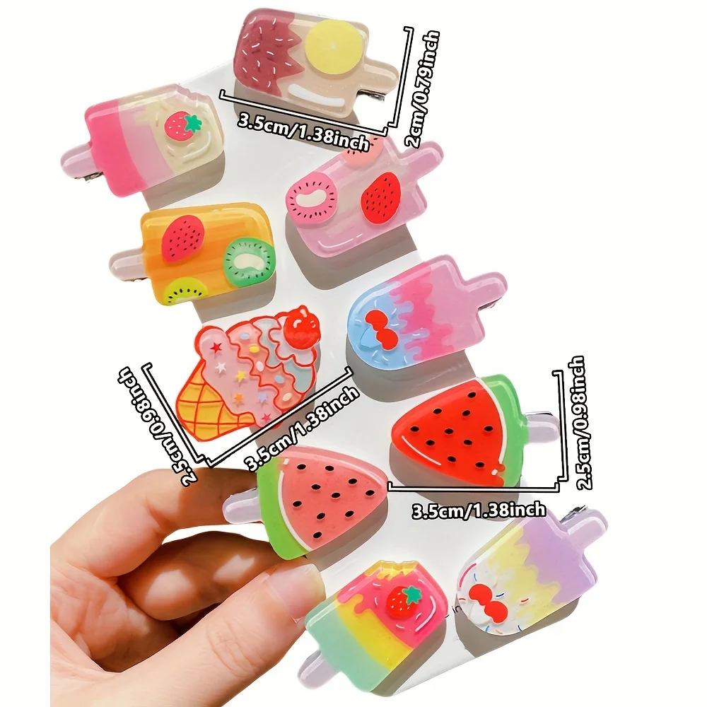 10 hair clips Summer new hair accessories Cute Ice cream Ice cream Clip bangs clip duck beak clip edge clip