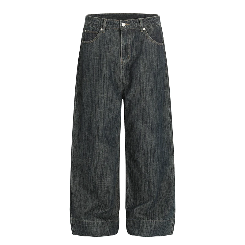 

Широкие джинсы из бамбукового дизайна в американском стиле ретро, мужские и женские джинсы чистого кроя, повседневная удобная сезонная одежда на весну и осень