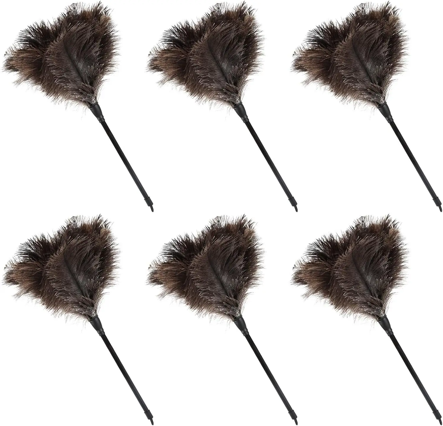 

Натуральные пылесборники из страусиных перьев, 14,9 дюймов, пушистые мини-щетки с пластиковой ручкой для уборки автомобиля, клавиатуры, офиса, 6 шт.