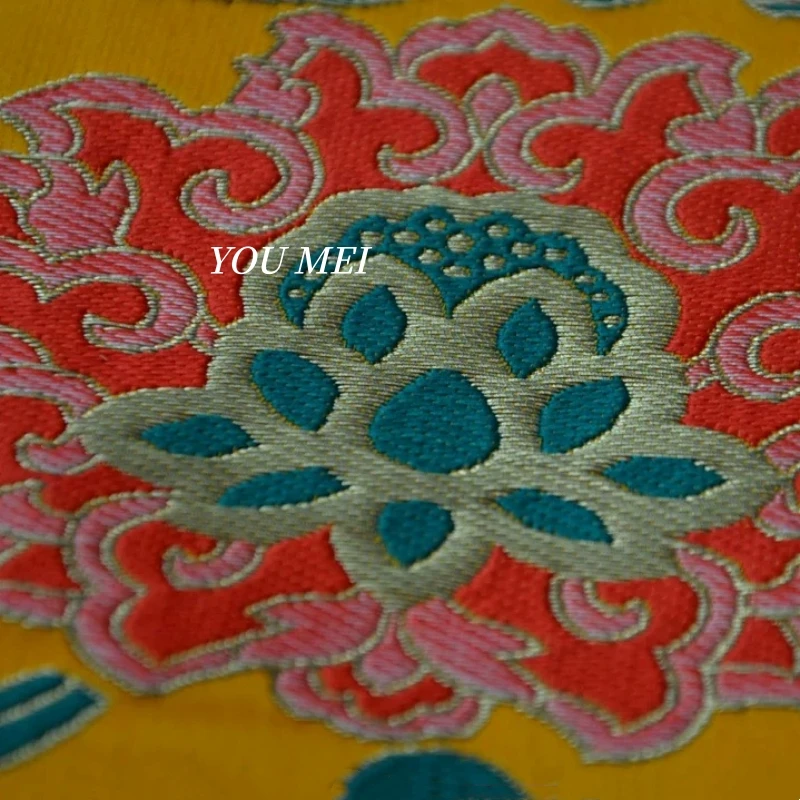 Colorful Tibetan-Style Tablecloth Decorative Thick Fabric Yellow Lotus Guru Offering Tablecloth Dharma Offering Altar Cloth 1m
