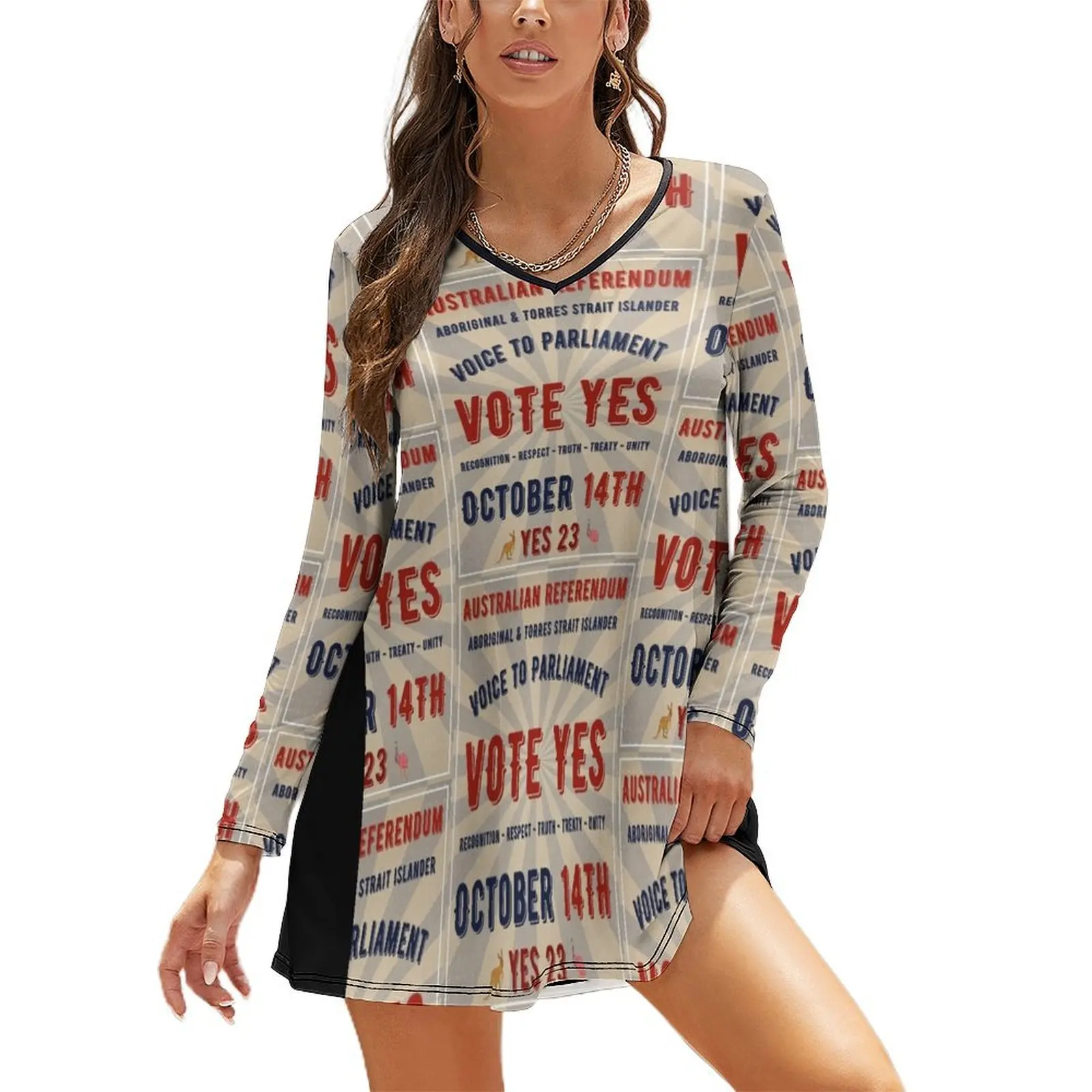 Vote Yes - Voice Referendum-Robe de Rhà manches longues pour femmes, vêtements de soirée, 14 octobre