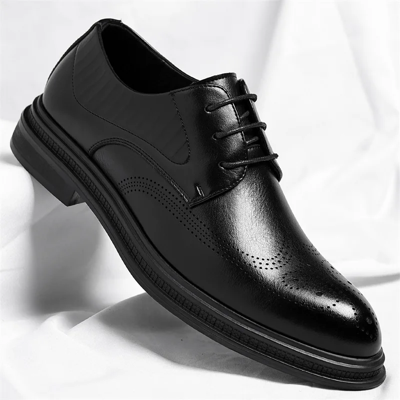 

Мужские кожаные туфли, мужская деловая обувь 2026 года, повседневные свадебные туфли для жениха, британские классические туфли для работы