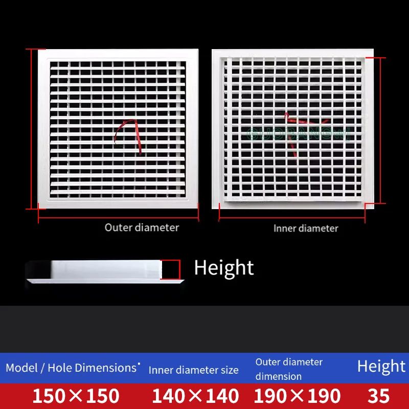 ABS Plastic Central Air Conditioning Outlet Louver Grille,for Fresh Air Intake Return Air Ventilation Exhaust Net Cover Panel