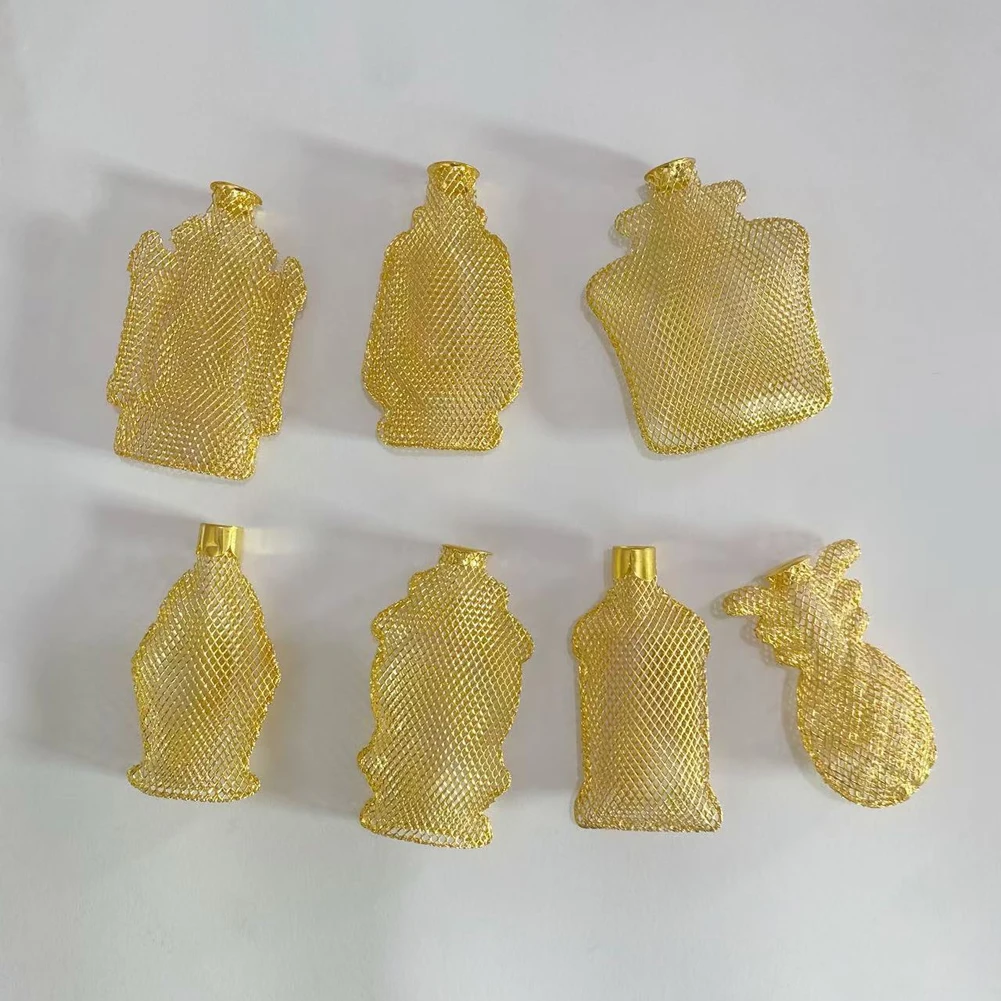 6pcs Golden Mesh Lamp Shade String Light Cover Multi-shape Bottle Lamp Sleeve Holiday Ambient Light Accessory Party Decoration